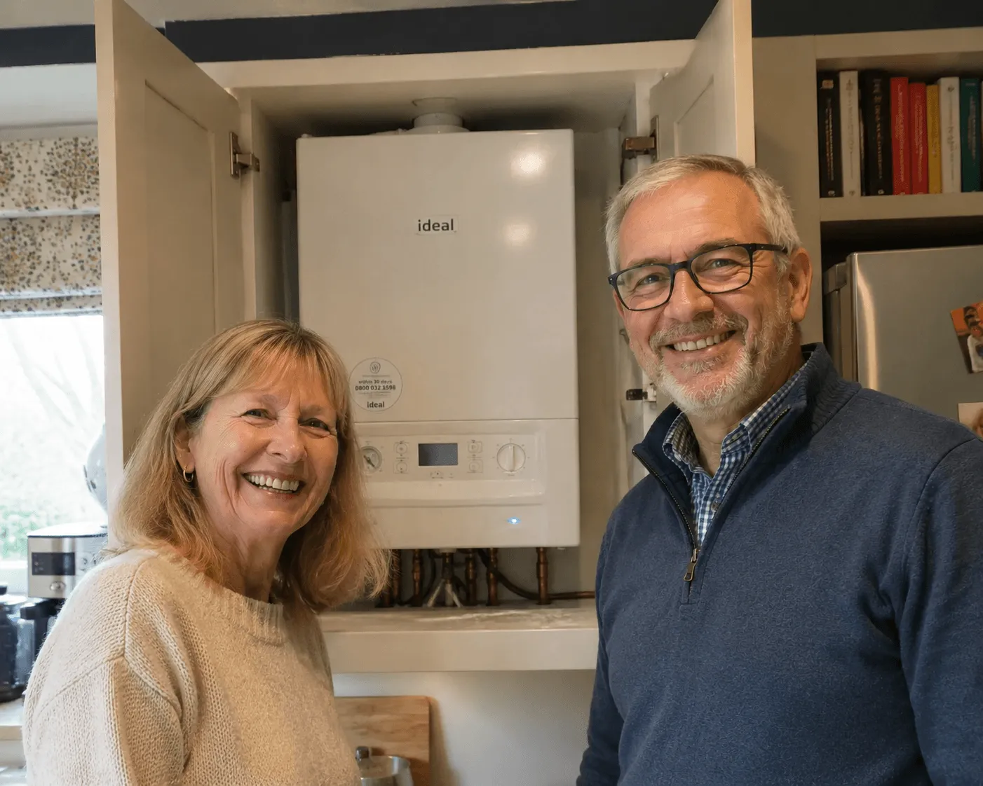 Older couple satisfied with boiler services