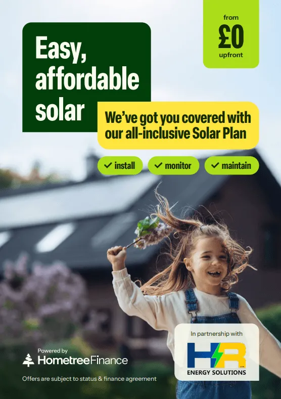Hometree Solar Plan — easy, affordable solar from £0 upfront, in partnership with H&R Energy Solutions