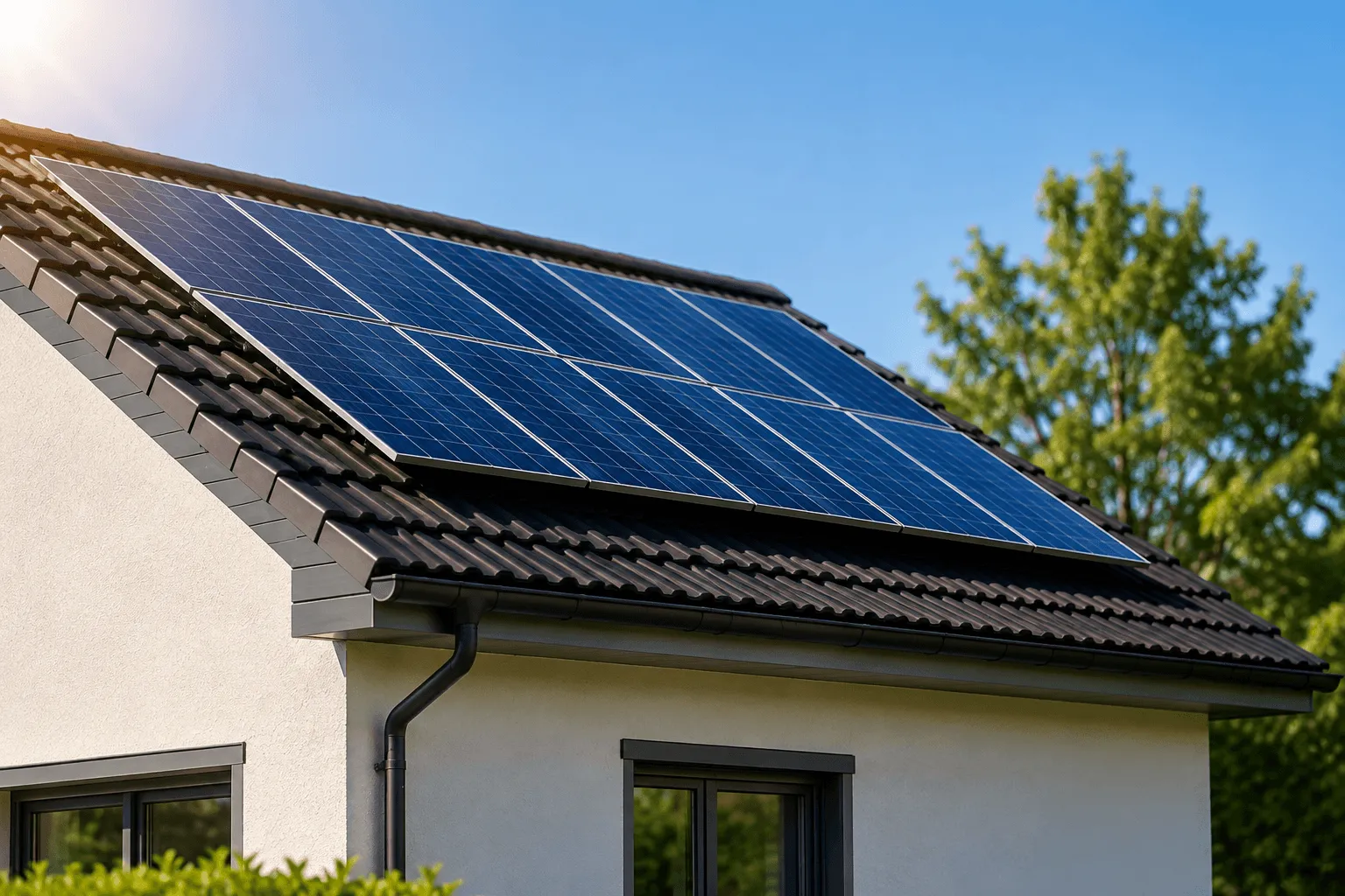 Solar panel system installed on a roof