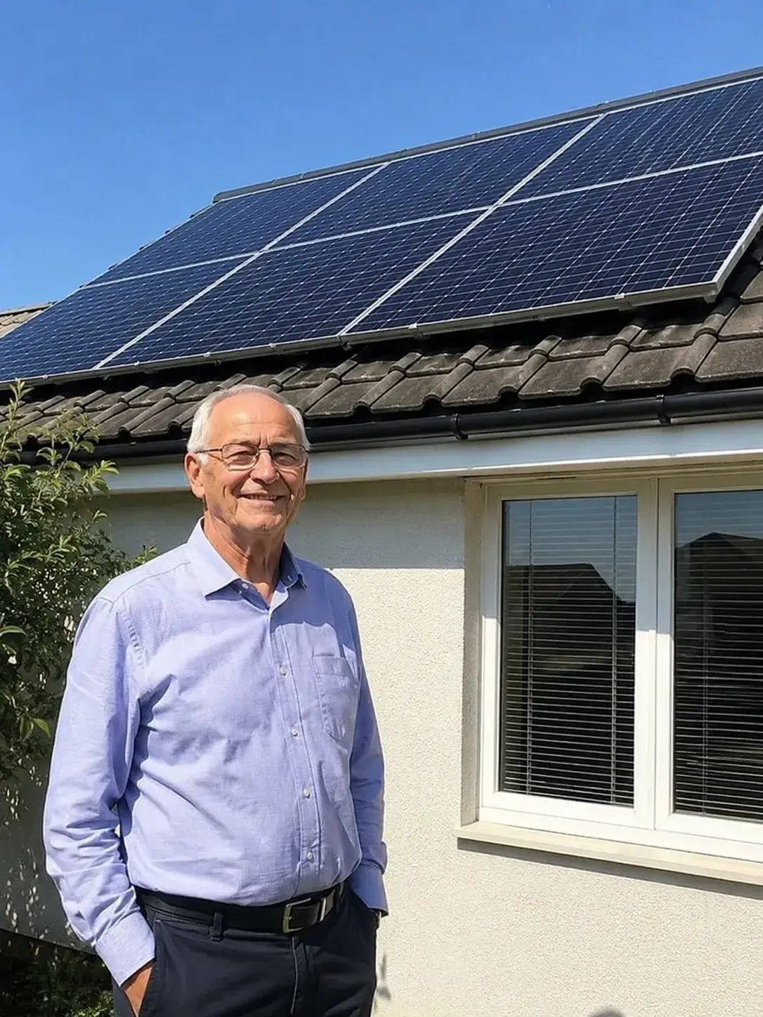 Happy H&R Energy customer with new solar panels on his roof