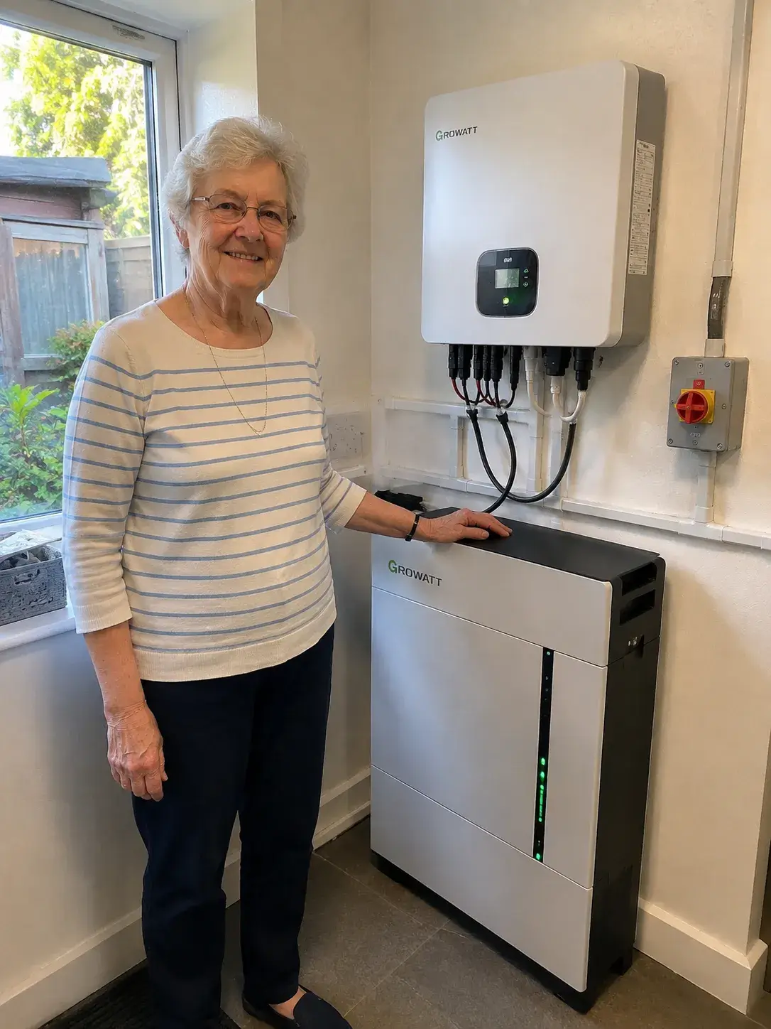 Happy customer with her new solar and battery system