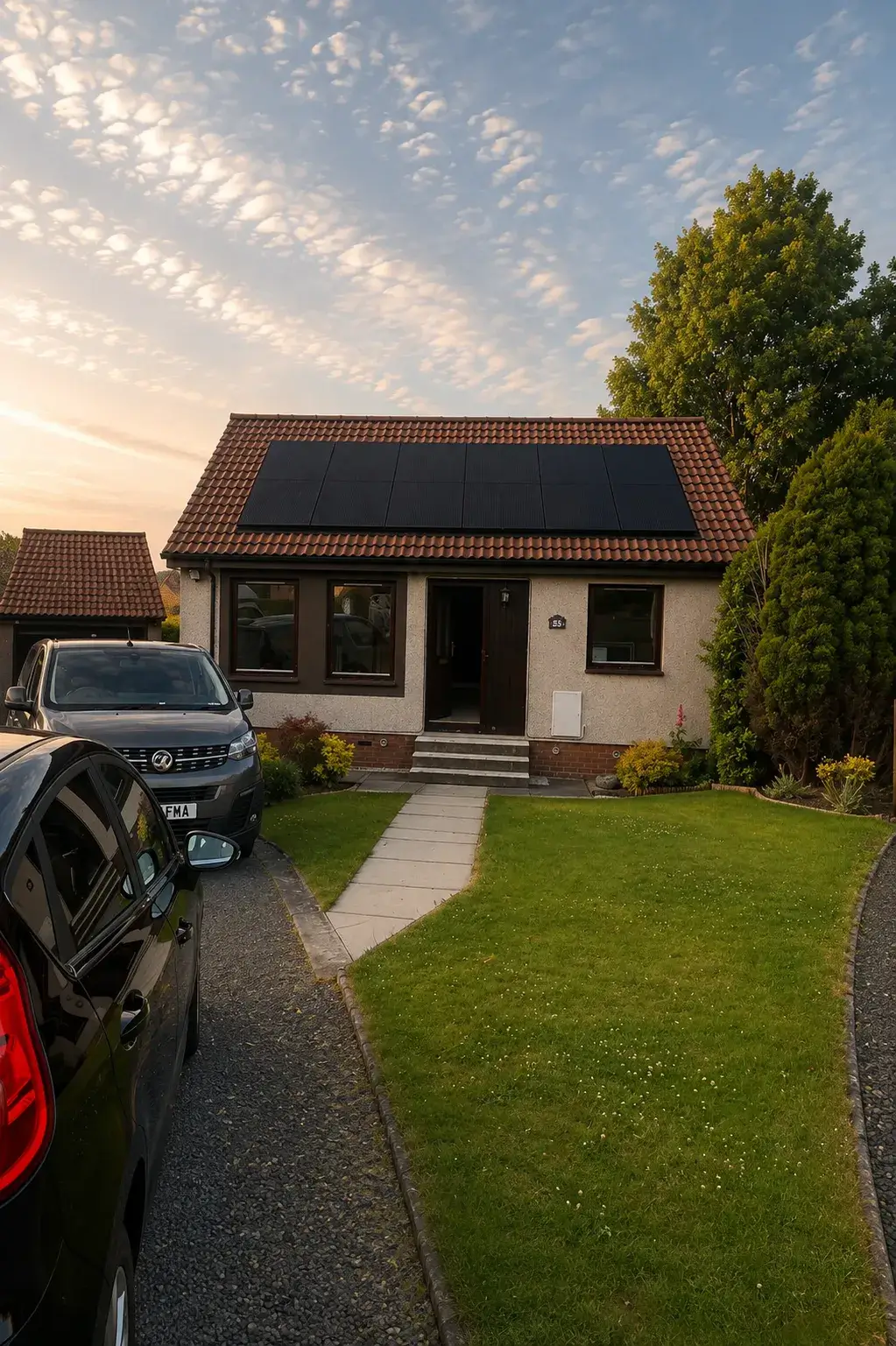Solar panels installed on a house roof