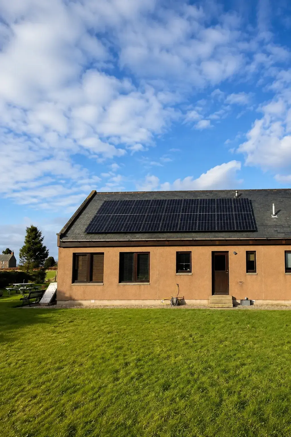 Solar panels installed on a roof in Edinburgh